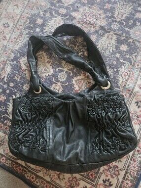 Y2K Wittner Black Leather Runched Purse